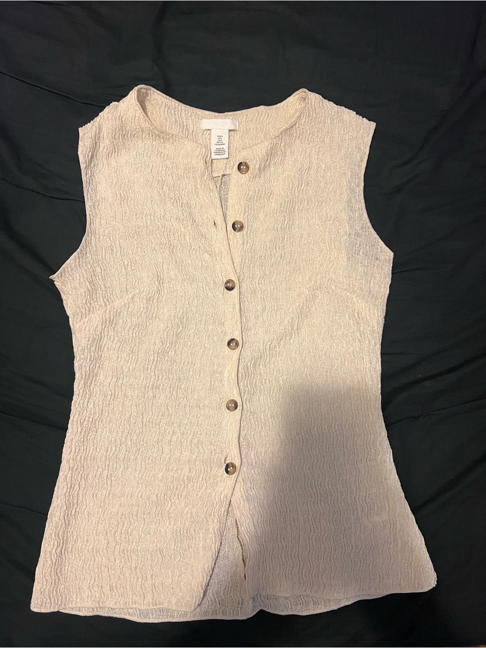 H&M Sleeveless Button-Down Tank in Light Beige